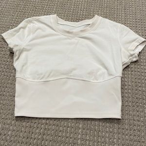 Lululemon white crop tight shirt size 2